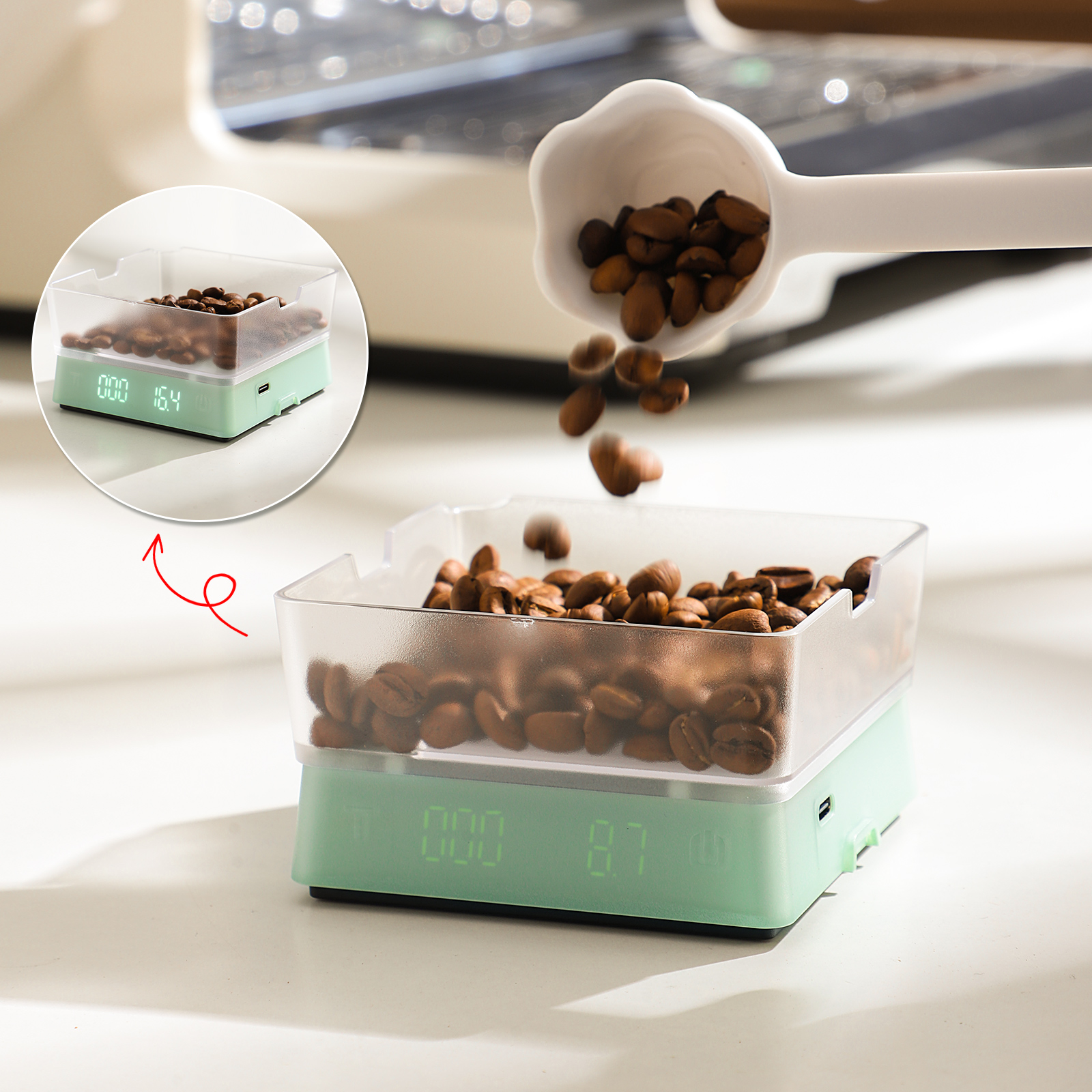 Bincoo electronic coffee scale - مراجعة Coffee Equipment Usa وسعره