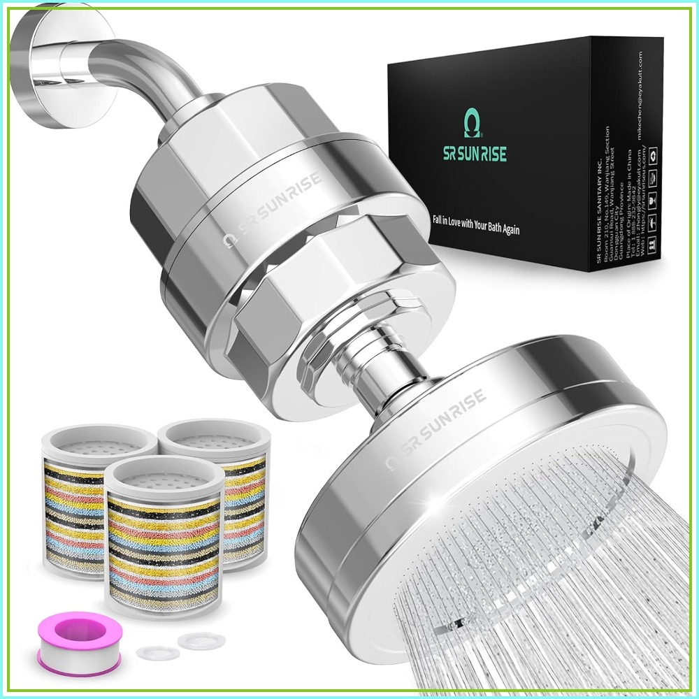 Filtered Shower Head with 3 Re - مراجعة Water Filter Cartridge وسعره