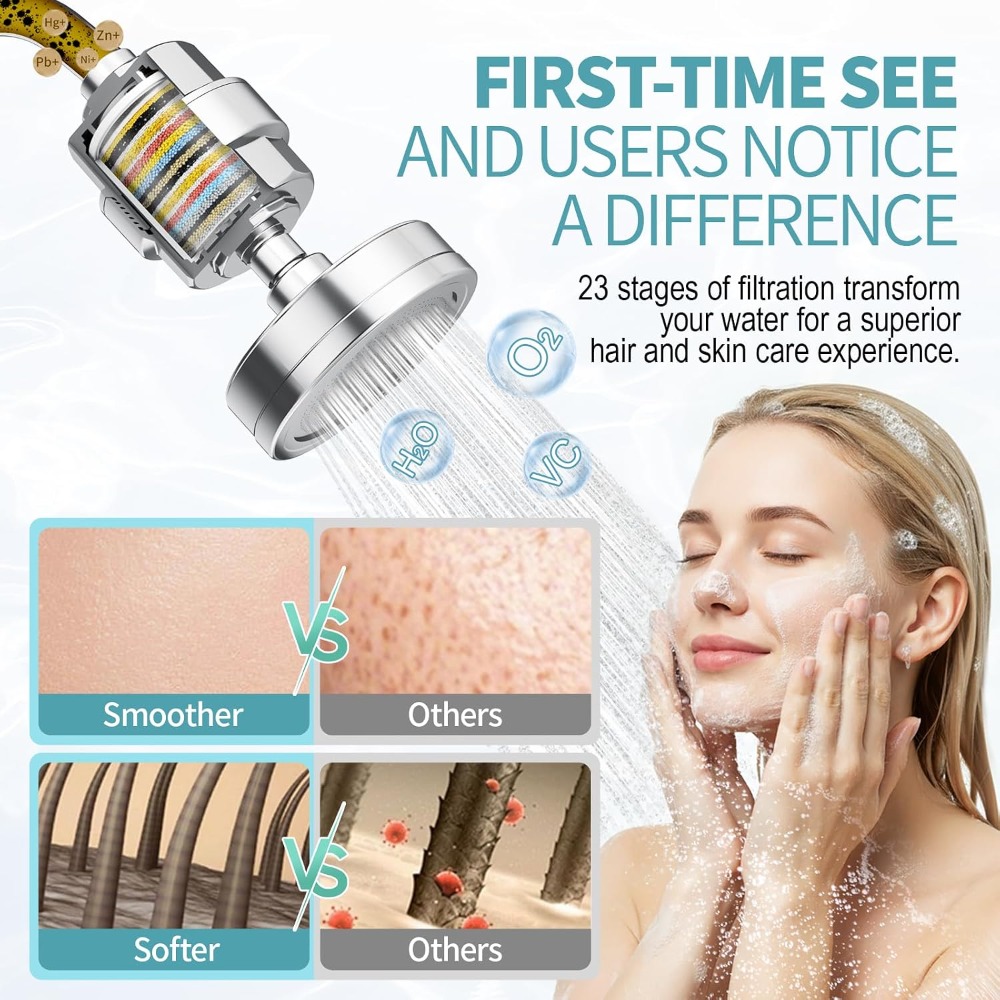 Filtered Shower Head with 3 Re - مراجعة Water Filter Cartridge وسعره